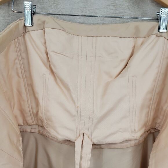 Carmen Marc Valvo Strapless Lace Dress in Cream Pink Mauve Ombre Midi Length - Picture 9 of 15